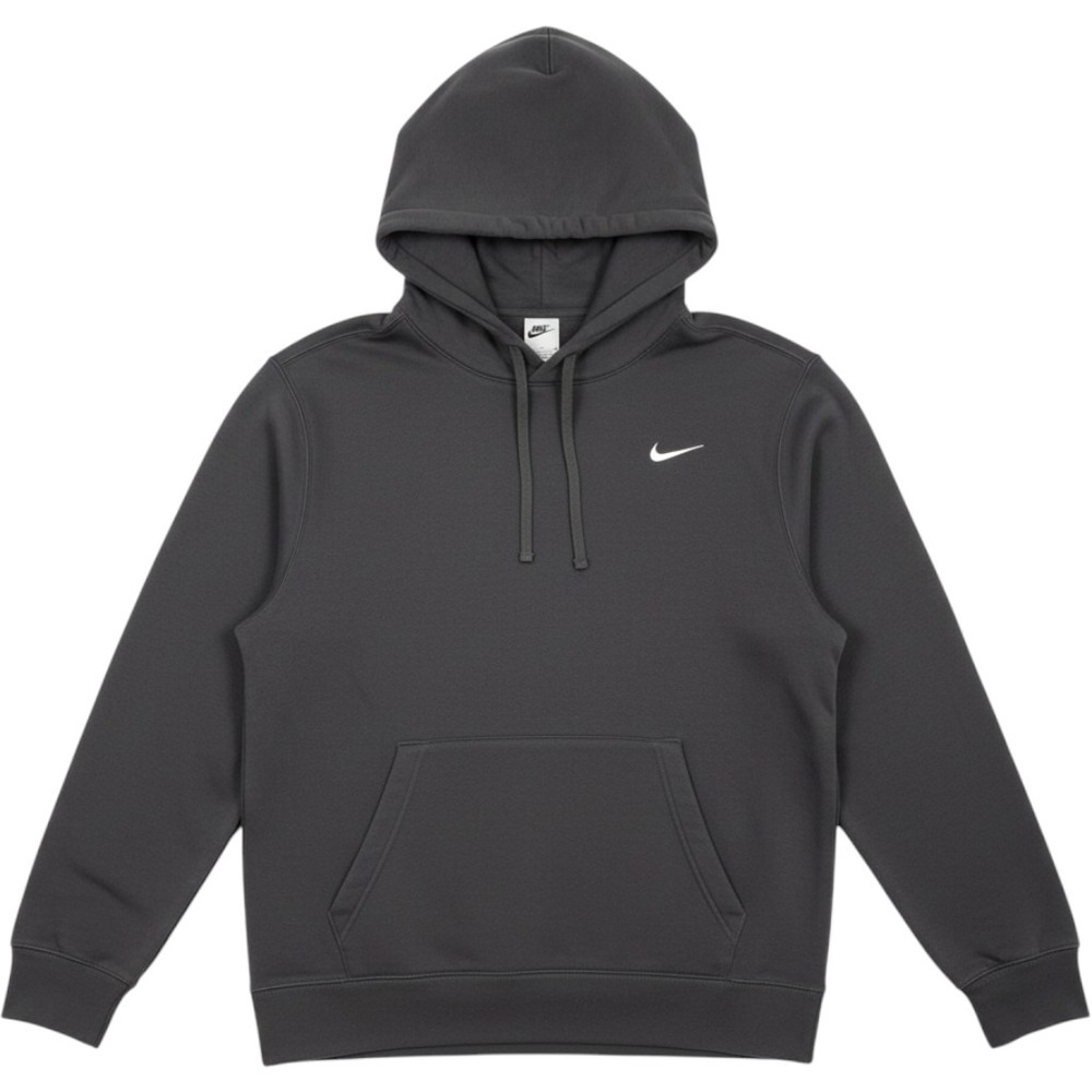 Nike Mens Club Fleece Pullover Hoodie Charcoal Gray Large BV2654-071